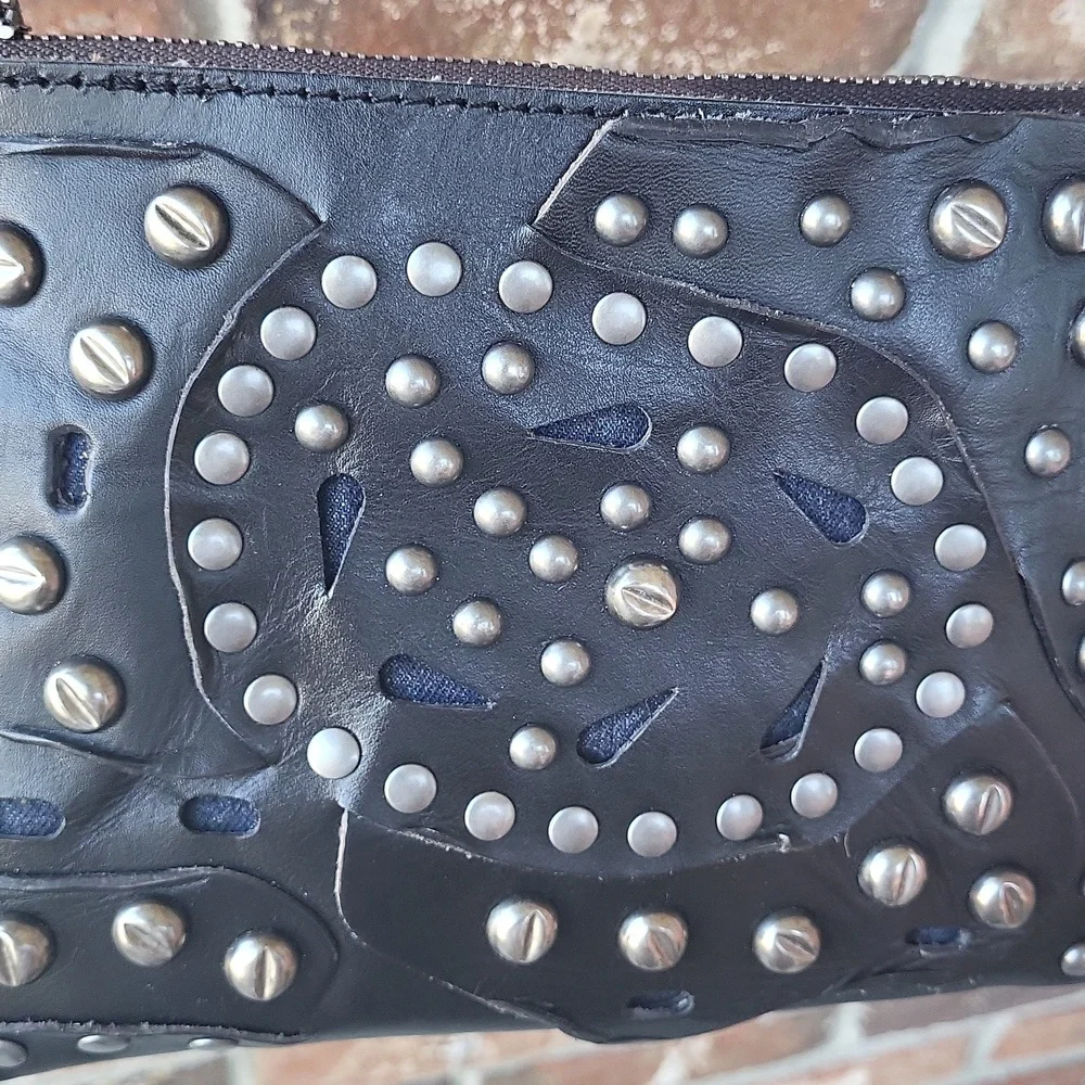 Patricia Nash Black Studded Cassini Wristlet